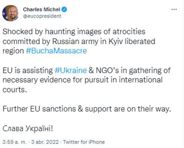 Civiles asesinados en Bucha: Ucrania denuncia “genocidio” y mundo repudia masacre ruso