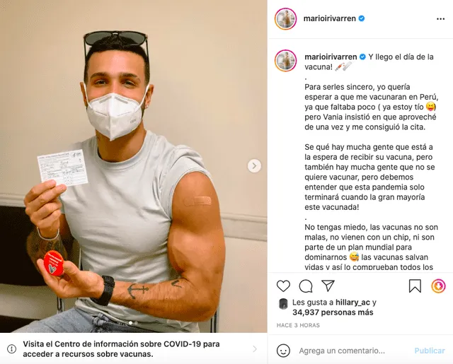 Mario Irivarren se vacunó contra el coronavirus en Miami: “La vacuna salva vidas”