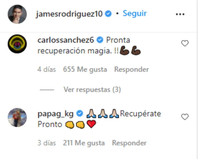 Papá de Karol G envía mensaje de aliento a James Rodríguez tras recibir fuerte golpe en la cara. Foto: captura Instagram.