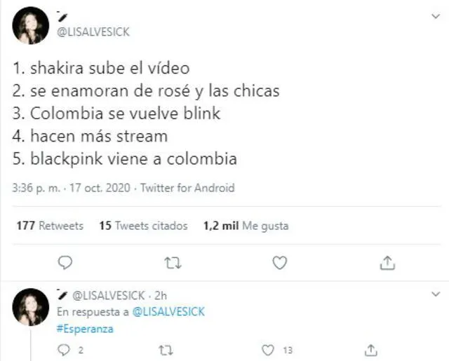 BLINKs reaccionan a interacción entre Shakira y Rosé. Foto: captura
