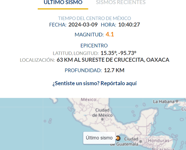 Sismo en México. Foto: SSN