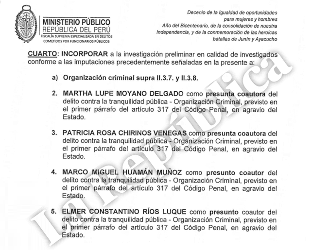  Fiscalía incluye a dos congresistas como presuntas coautoras del delito de organización criminal. | Foto: La República.<br>   