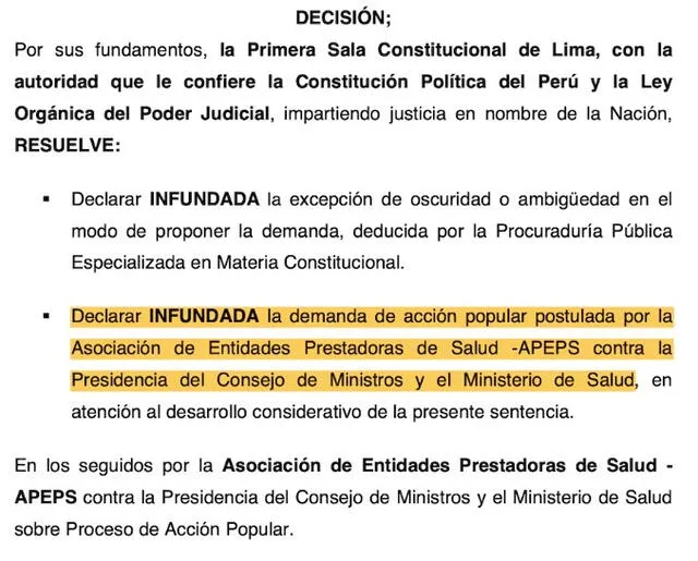 PJ rechaza demanda de aseguradoras privadas. PJ rechaza demanda de aseguradoras privadas.