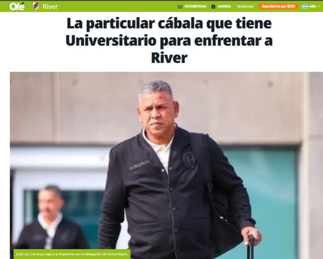 Foto: captura de Olé Foto: captura de Olé