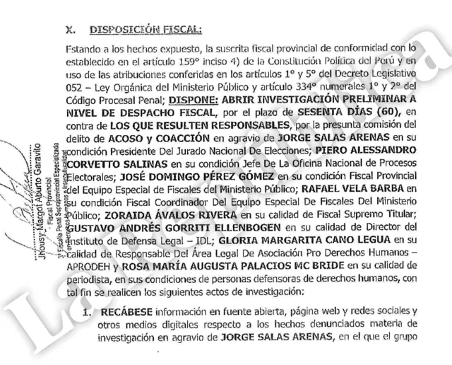  Fiscalía abre investigación preliminar contra integrantes de La Resistencia por acoso y coacción. | Foto: La República.   