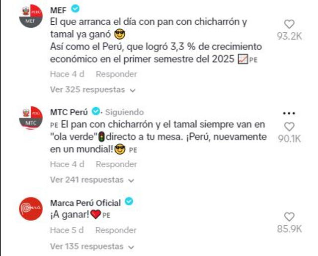 Comentarios de entidades estales y privadas también se sumaron a apoyar al pan con chicharrón. Foto: Ibai Llanos.   