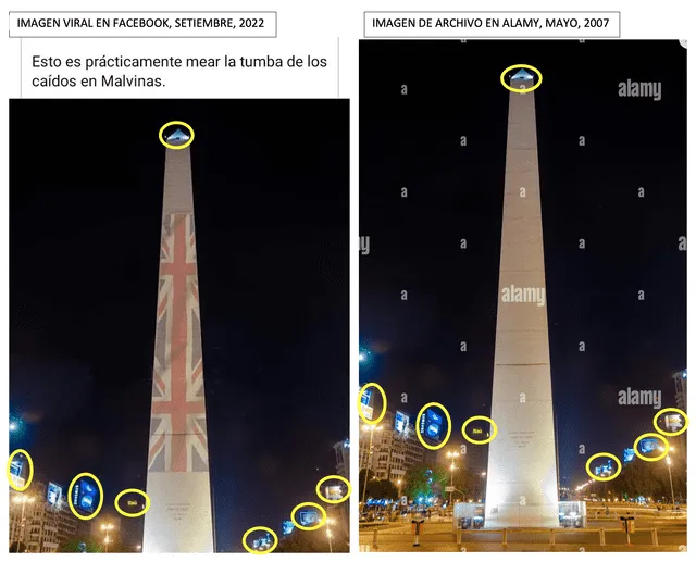 Comparación entre la foto viral en redes sociales (izquierda) y la imagen de stock en Alamy (derecha). Foto: composición LR/Facebook/Alamy.