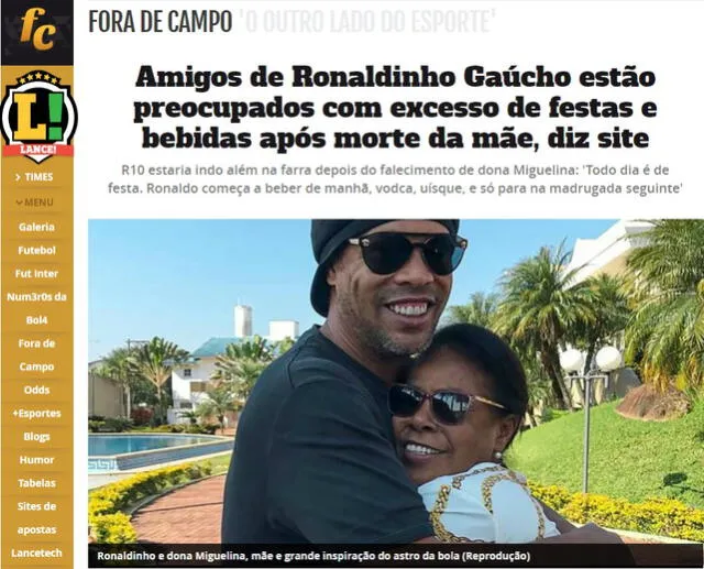 La situación de Ronaldinho preocupa a sus amigos, informó Lance. Foto: captura de pantalla