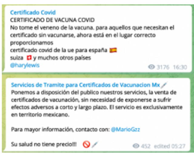 Decenas de personas recurren a Telegram para comprar carnets falsos. Foto: Whatsapp La República