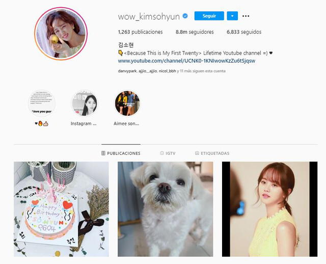 Kim So Hyun en Instagram