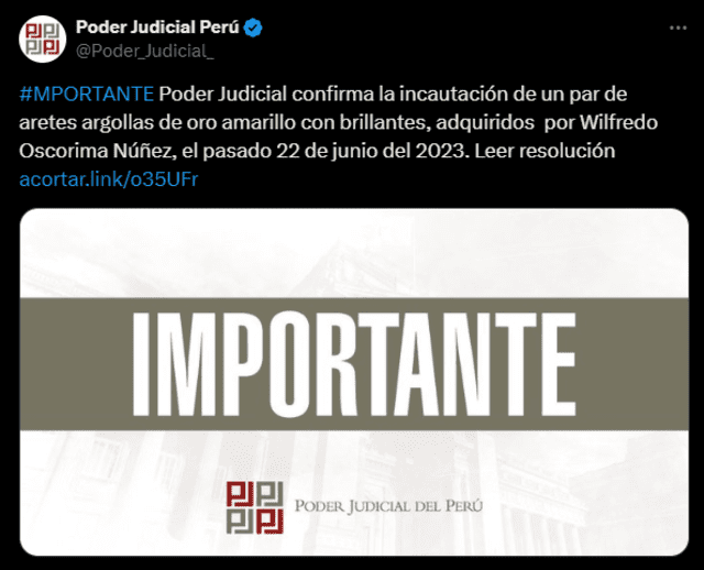 Juan Carlos Checkley ratifica la incautación de los artículos de alta gama. Foto: Poder Judicial.   