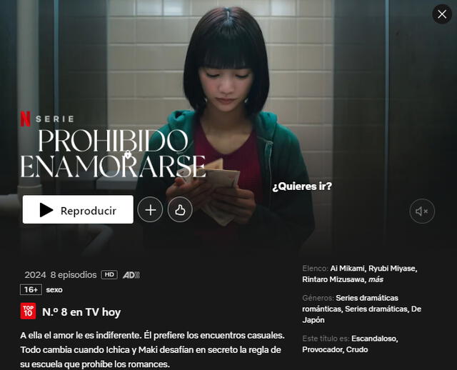  El dorama 'Prohibido enamorarse' se estrenó en Netflix el 29 de agosto. Foto: Netflix   