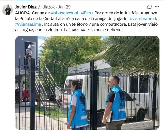 Reporte del periodista Javier Díaz sobre el caso. Foto: Twitter Reporte del periodista Javier Díaz sobre el caso. Foto: Twitter