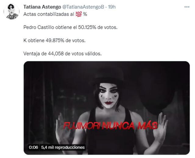 Tatiana Astengo dice Fujimori nunca más