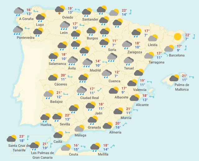 Mapa del tiempo en España hoy, viernes 10 de abril de 2020.
