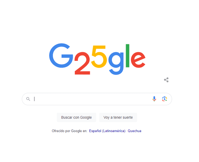 Doodle especial de Google por los 25 años de su buscador. Foto: captura de Google. 