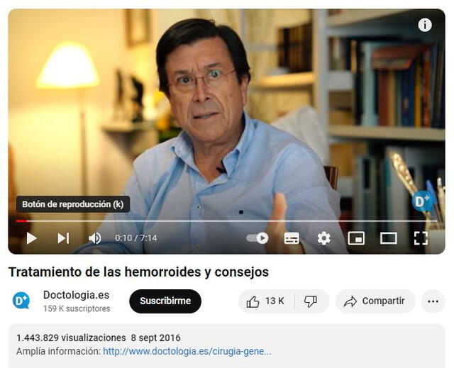  El video original data del 2016 y expone al Dr. Javier Deus. Foto: captura en YouTube / Doctología.    