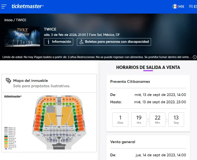 Web oficial de Ticketmaster. Foto: Captura Ticketmaster   