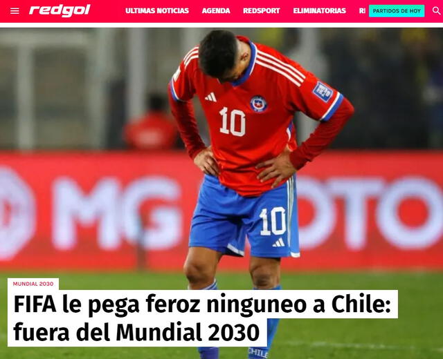 Portada de Redgol de Chile. Foto: captura   