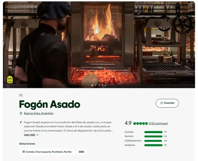  Argentina tendría el mejor restaurante del mundo, según ranking 2025. Foto: Tripadvisor<br>    