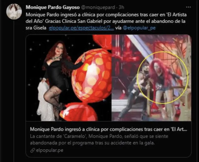 Monique Pardo denuncia al programa El Artista del Año por accidente
