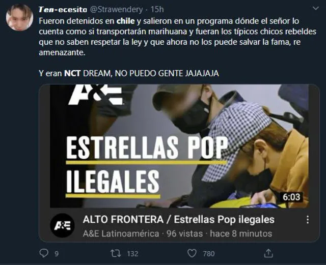 Comentarios de fans sobre NCT en Alto frontera de A&E. Foto: captura Twitter