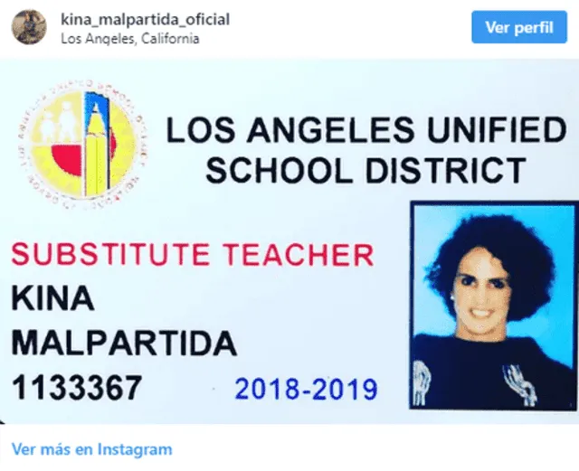  Kina Malpartida es maestra sustituta. Foto: Captura de Instagram   