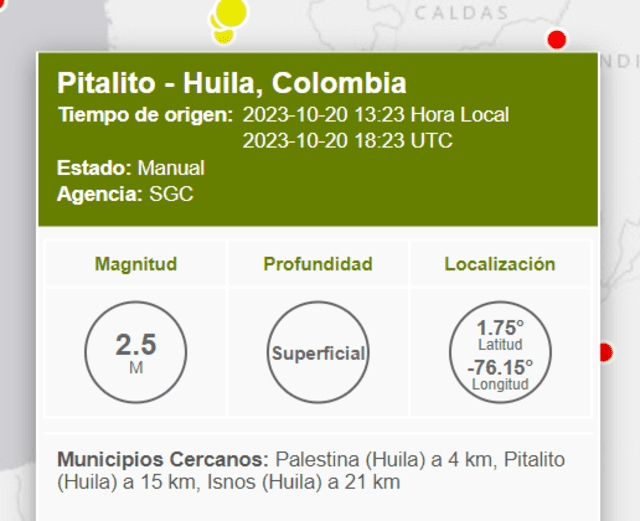 Sismo en Colombia. Foto: SGC   