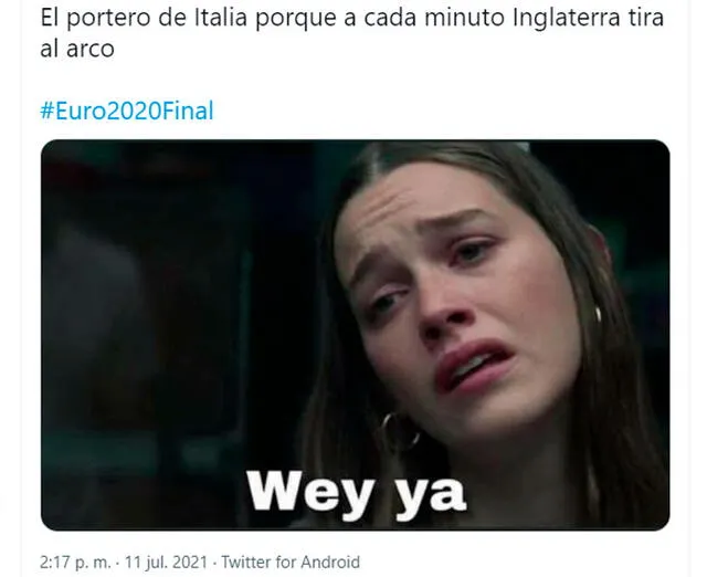 Mejores memes de la final de la Eurocopa 2021. Foto: captura Twitter