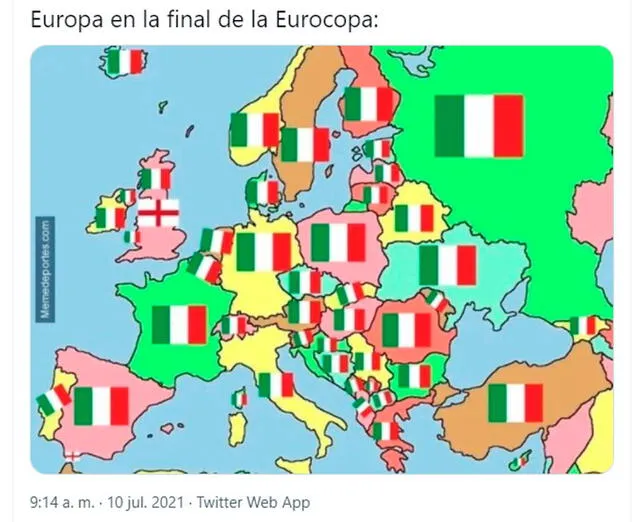 Mejores memes de la final de la Eurocopa 2021. Foto: captura Twitter