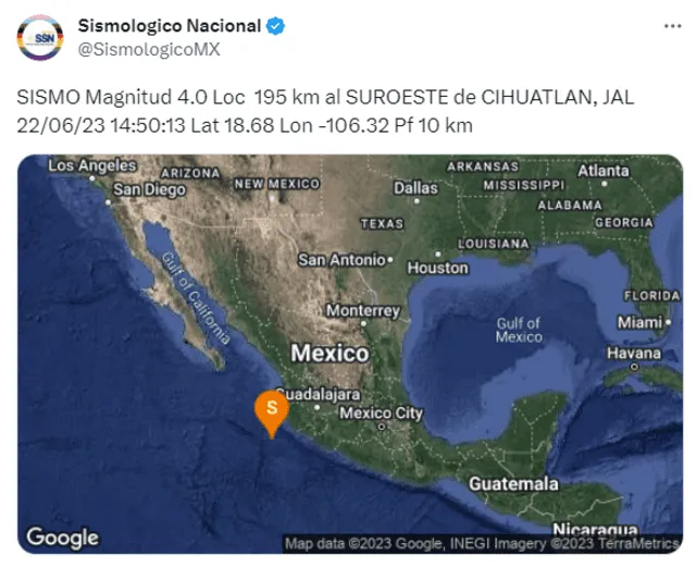  Último temblor registrado en México. Foto: SSN   