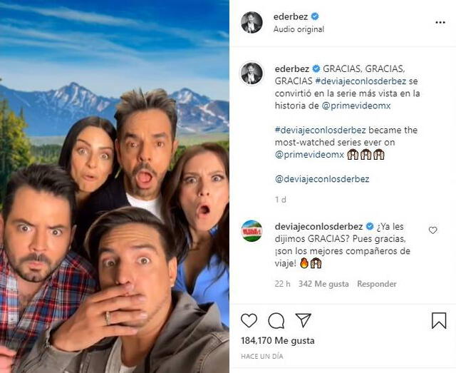 La segunda temporada de De viaje con los Derbez es la más vista a solo una semana de su estreno. Foto: Eugenio Derbez/ Instagram