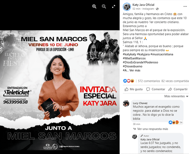 Katy Jara anuncia su primer concierto de música cristiana: “Hermosa oportunidad para alabar”