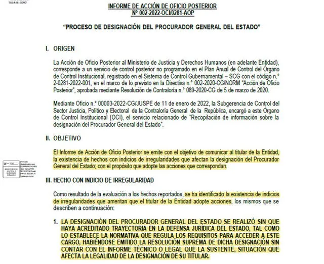 Concluyen que designación de Daniel Soria como procurador general del Estado es irregular. Foto: captura de documento oficial