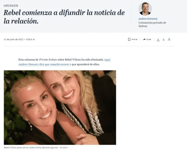 Medio australiano se comunicó con Rebel Wilson para hacer publica su relación