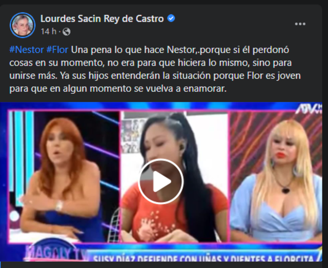 Lourdes Sacín arremete contra Néstor Villanueva. Foto: captura Facebook.