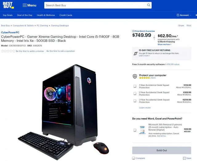 La Cyberpower PC, la primera computadora con una GPU dedicada hecha por Intel, ya está a la venta en BestBuy. Foto: BestBuy