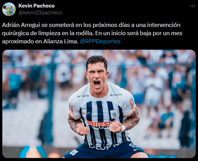  Lesión de Adrián Arregui en Alianza Lima. Foto: Twitter/Kevin Pacheco   