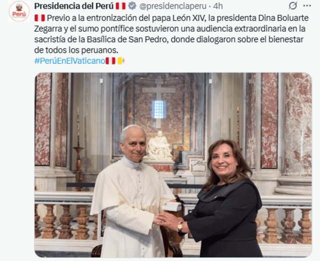 Dina Boluarte en el Vaticano Dina Boluarte en el Vaticano