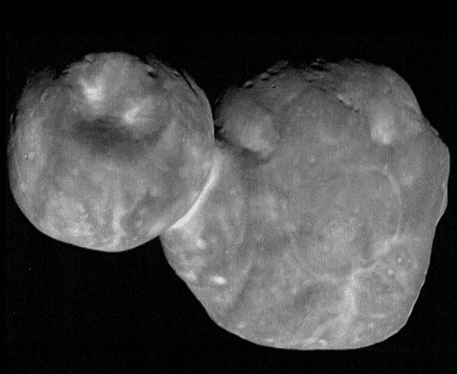  Arrokoth es el resultado de dos cuerpos rocosos muy antiguos que se fusionaron en los inicios del sistema solar. Foto: NASA   