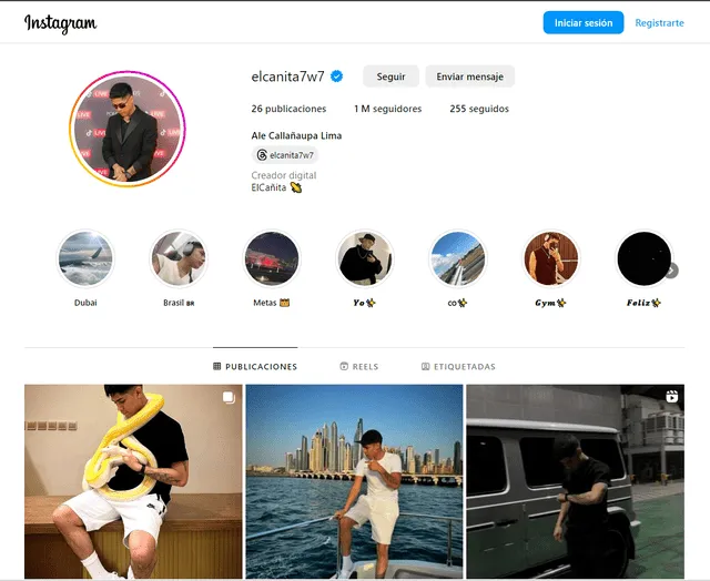 Instagram oficial de 'El Cañita'. Foto: captura de pantalla 