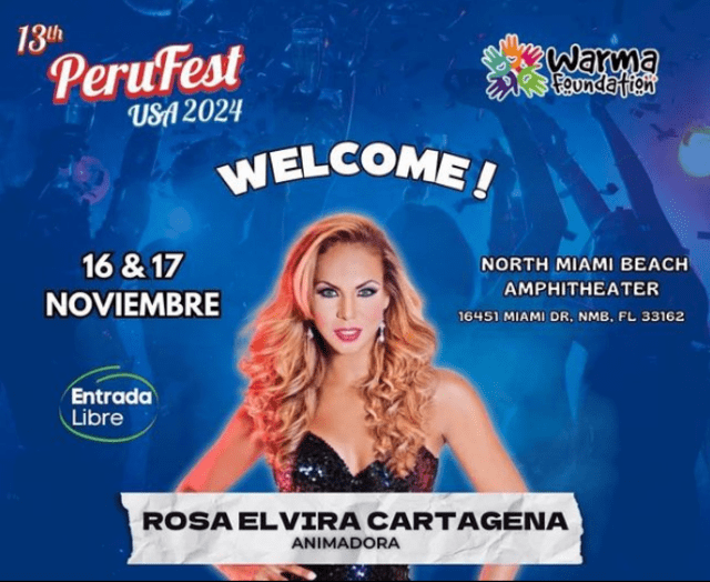 Rosa Elvira Cartagena será animadora en el 'Perú Fest'. Foto: Instagram.   