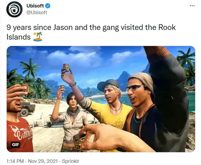 La cuenta oficial de Ubisoft celebró en sus redes sociales otro año más de uno de sus juegos más exitosos. Foto: Twitter