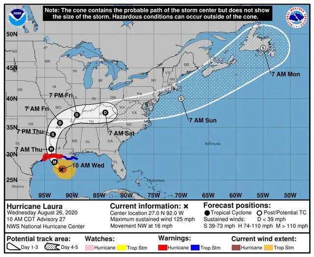 Huracán Laura: poderosa tormenta sube a categoría 3 y amenaza las costas de EEUU