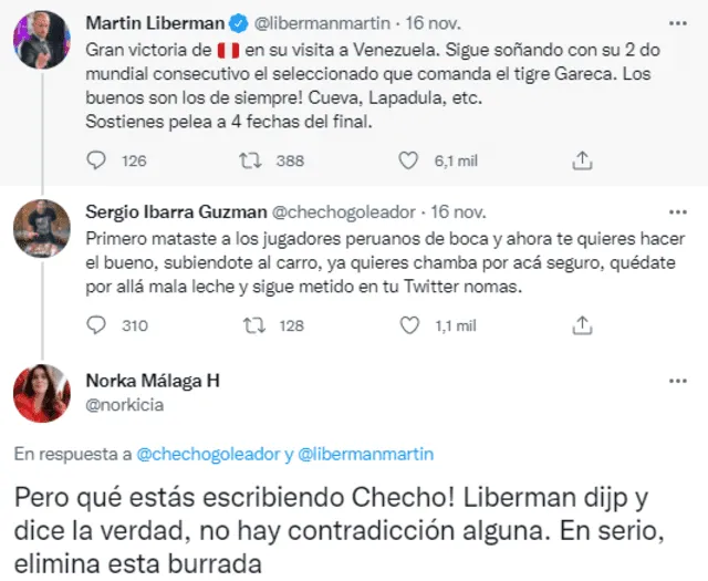 'Checho' Ibarra le responde tuit a Liberman. Foto: captura Twitter