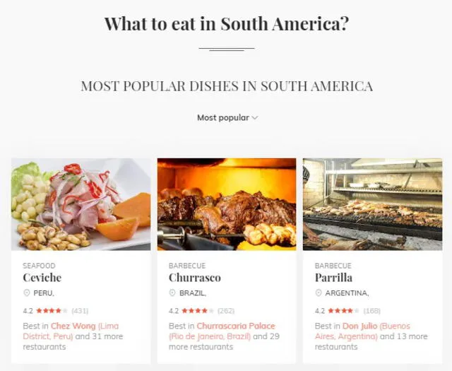 ceviche - platos más populares de sudamérica. Foto: Captura de pantalla Tasteatlas.com