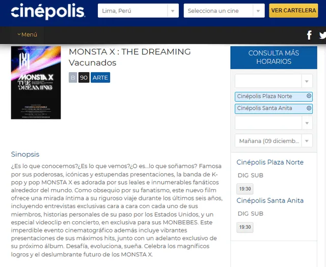 MONSTA X The dreaming, Perú, Cinemark, Cinépolis