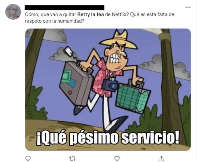 Memes tras próximo retiro de "Betty la fea" en Netflix. Foto: captura de Twitter