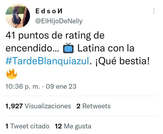 Usuarios en redes sociales señalaron que la Tarde Blanquiazul hizo más de 40 puntos. Foto: Twitter