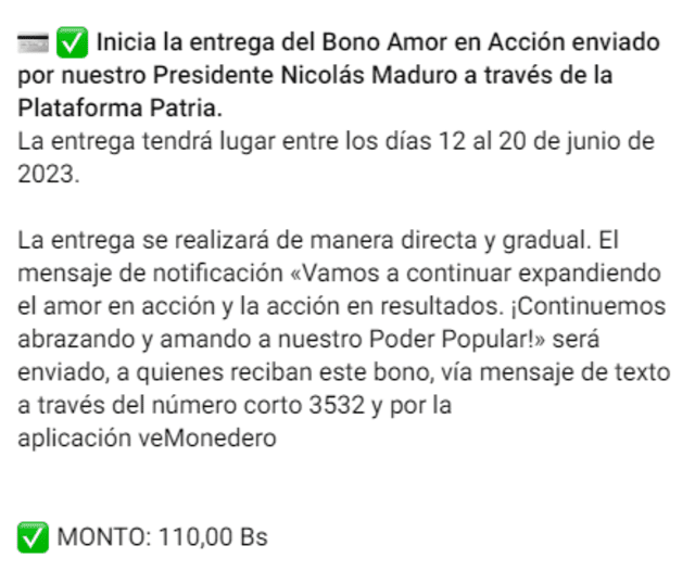 bono amor en acción | primer bono especial de junio 2023 | sistema patria | venezuela